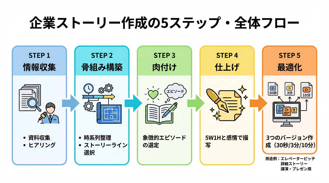 企業ストーリー作成の5ステップ・全体フロー